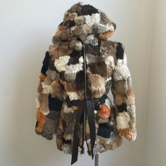 ジャケット・アウター 00s Y2K archive suede rabbit fur jacket Y2K Plein Sud Leather Patchwork Rabbit Fur Mountain Trapper
